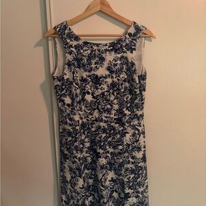 Anne Klein Navy Floral Midi Sheath Dress